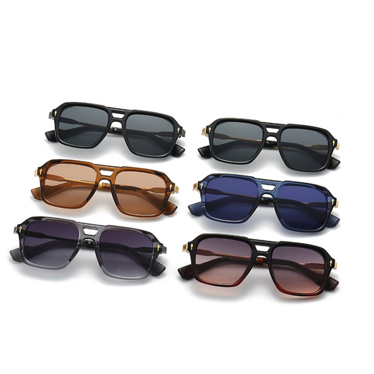 NEW RETRO DOUBLE BEAM SQUARE FRAME SUNGLASSES