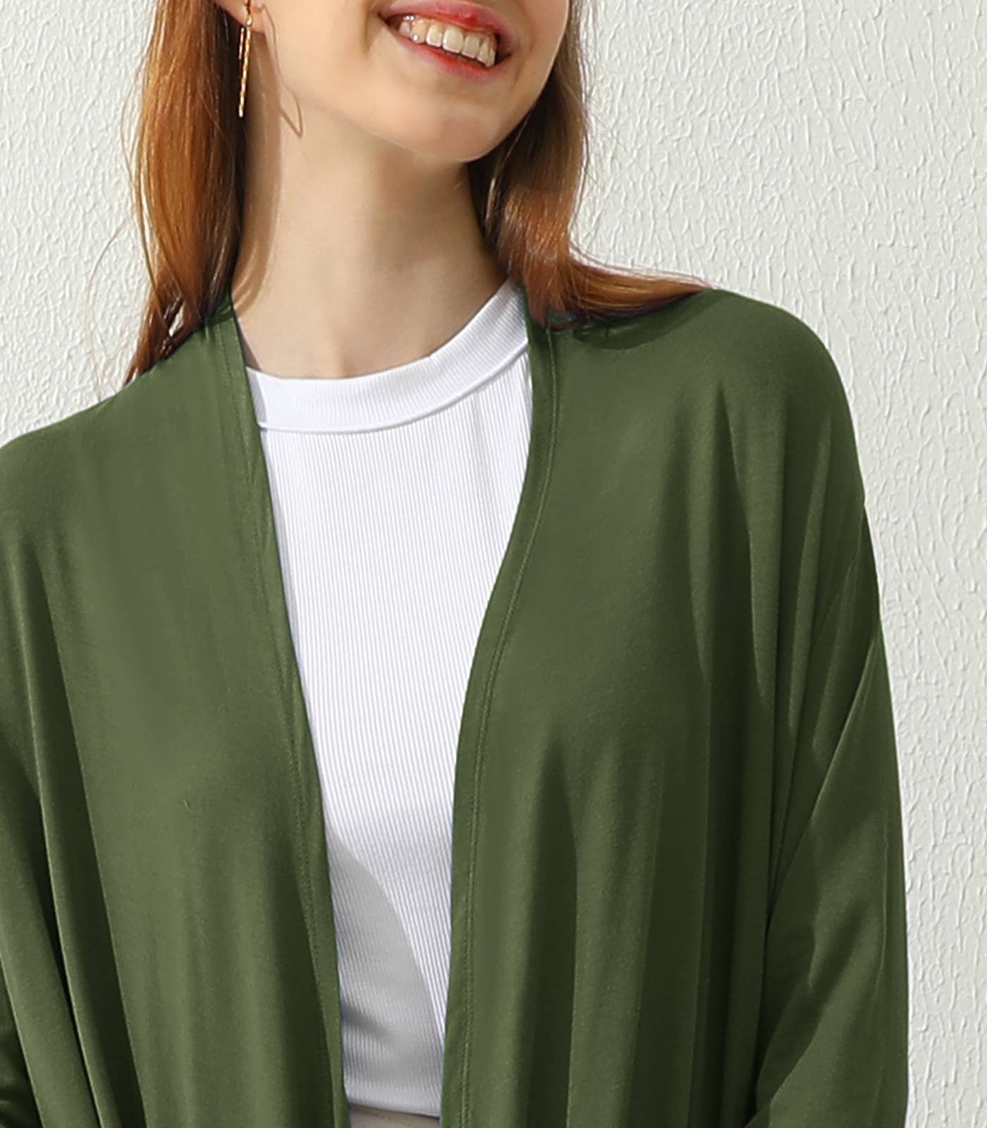 AWTL074_Long Sleeve Casual Open Front Long Cardigan