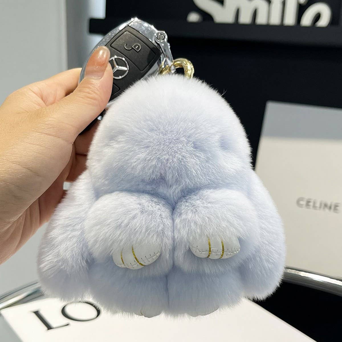 NEW MINI CUTE PLUSH BUNNY CAR KEYCHAIN PENDANT