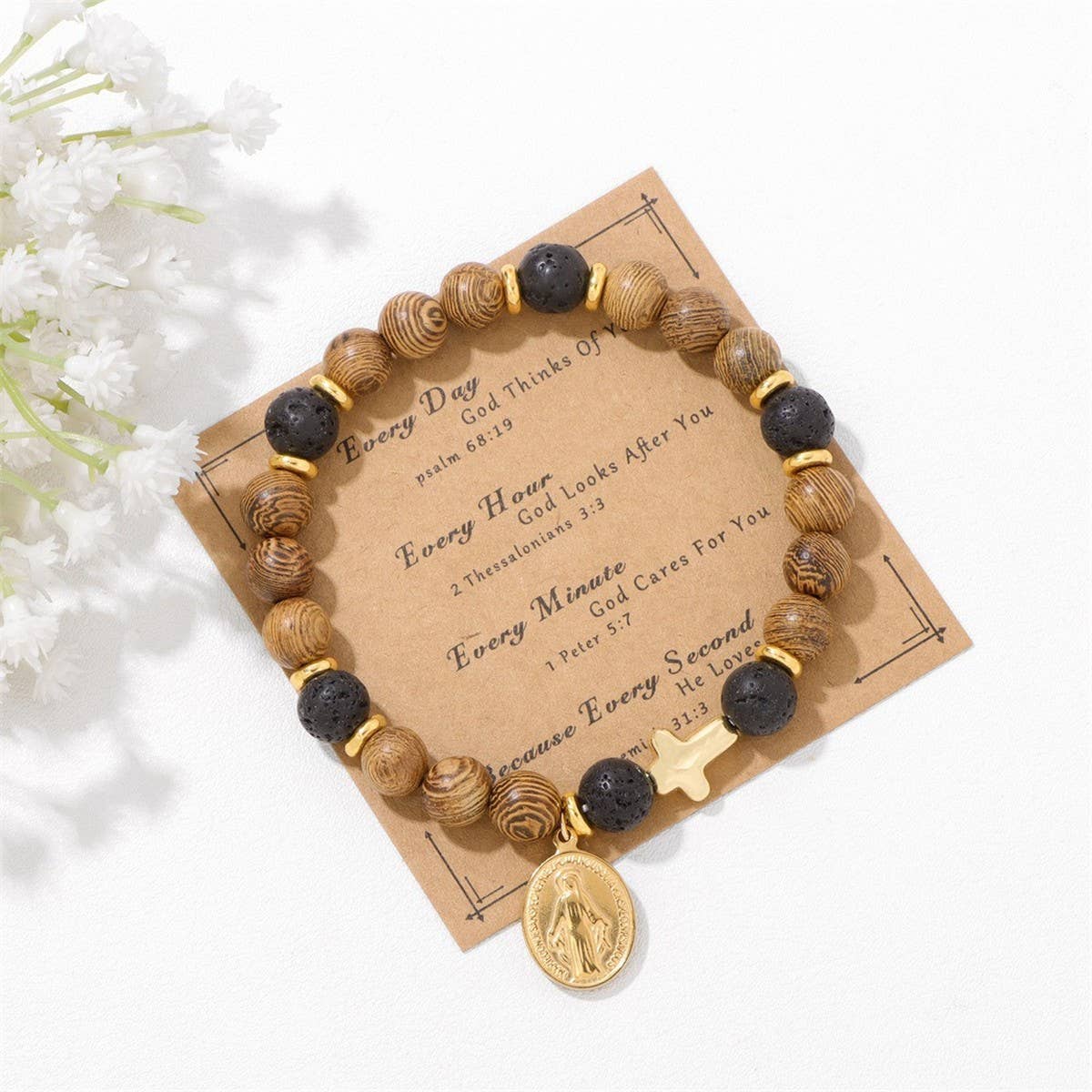 CROSS WOODEN BEADS RETRO SIMPLE BRACELET