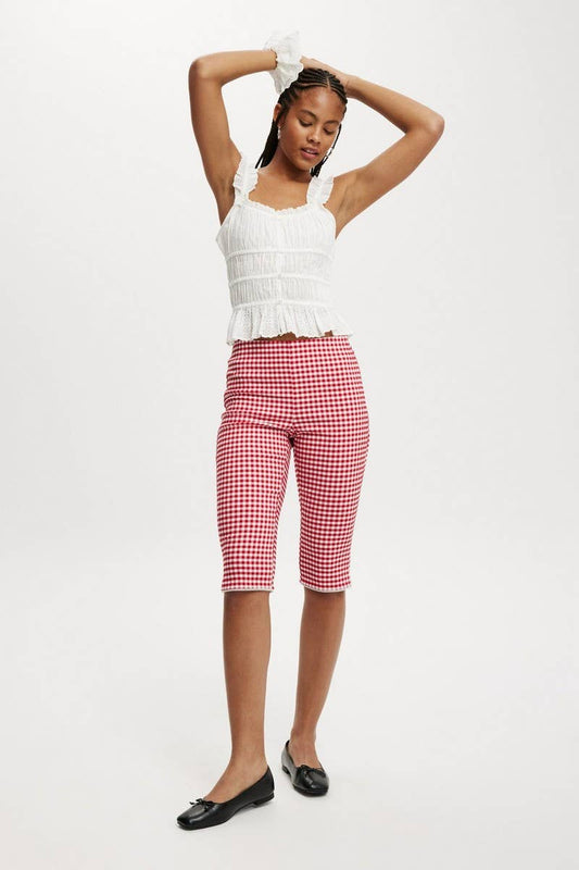 CWBSP0573_SLIM FIT PLAID STRETCH STRAIGHT SHORT PANTS