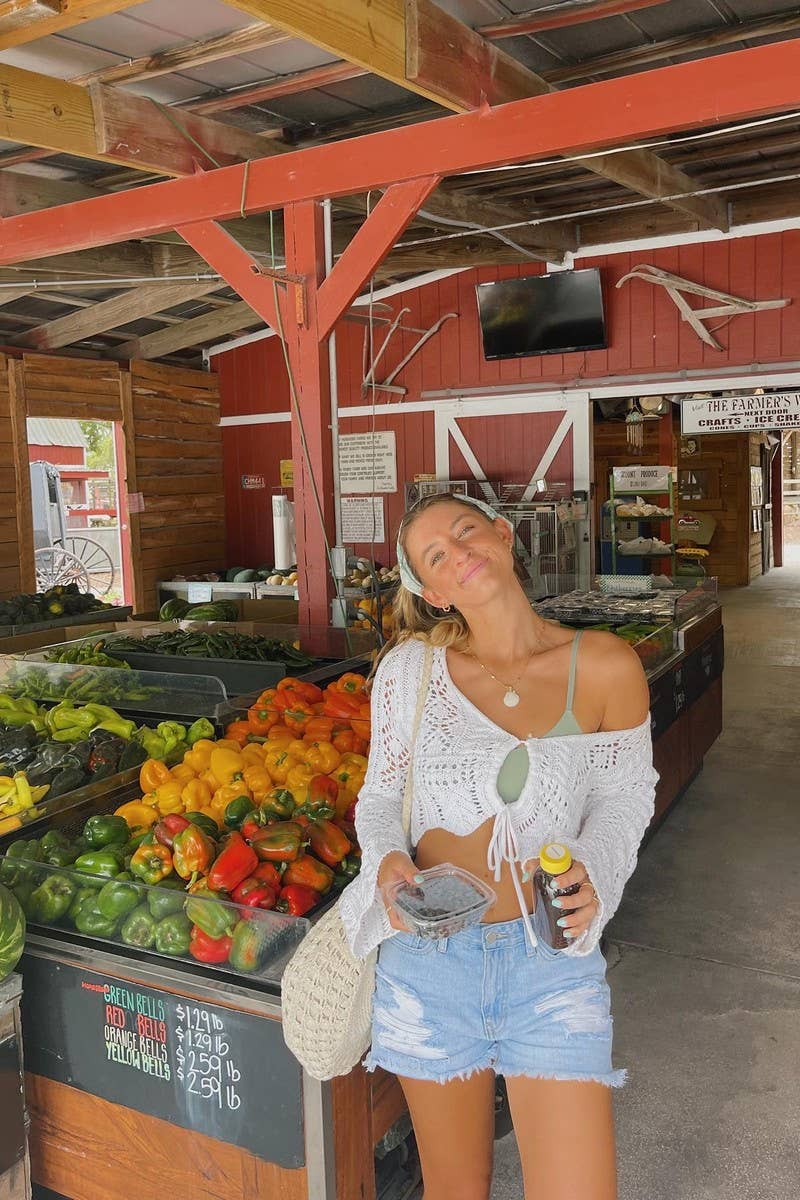 CWTBLL3412_V NECK SOLID KNIT DRAWSTRING BEACH COVER UP