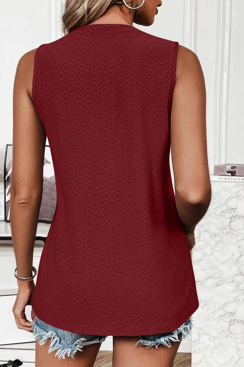 Cwttsl0232_Round Neck Sleeveless Knit Top