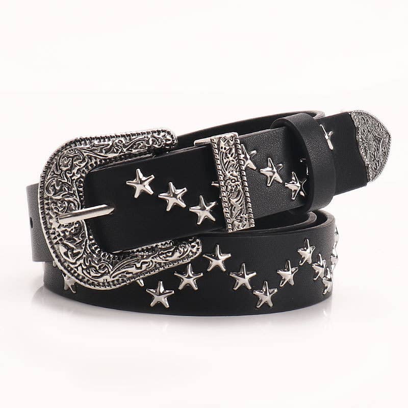 Riveted five-star punk hot girl jeans women belt