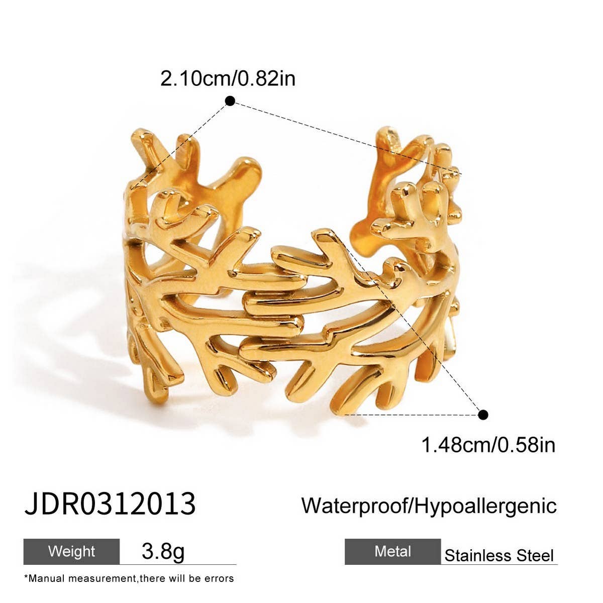 Vintage 18K Gold Hammered Branch Cuff Bracelet