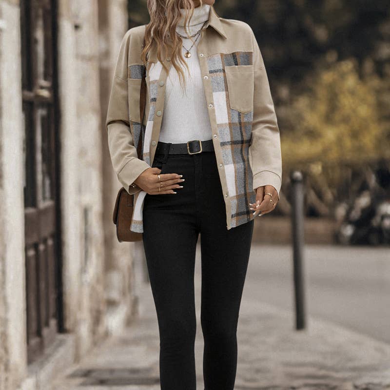 LAPEL PLAID SINGLE BREASTED ALL-IN-ONE JACKET