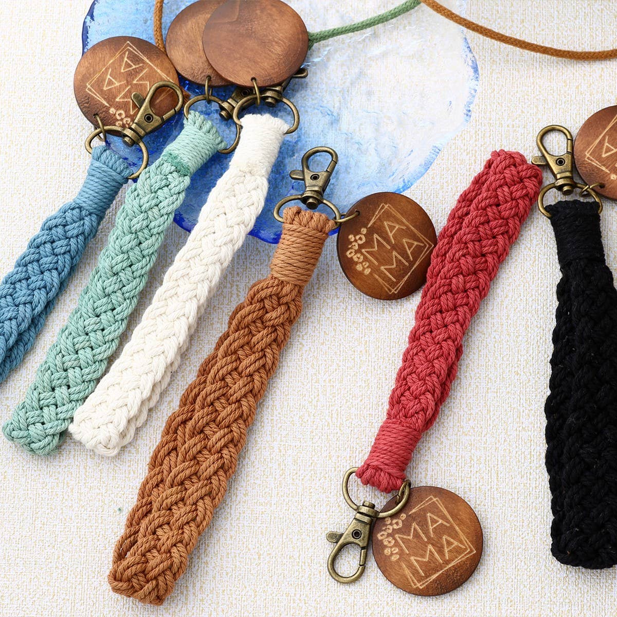 Boho Handmade Woven Stripe Keychain Wrist Strap_CWAB5015