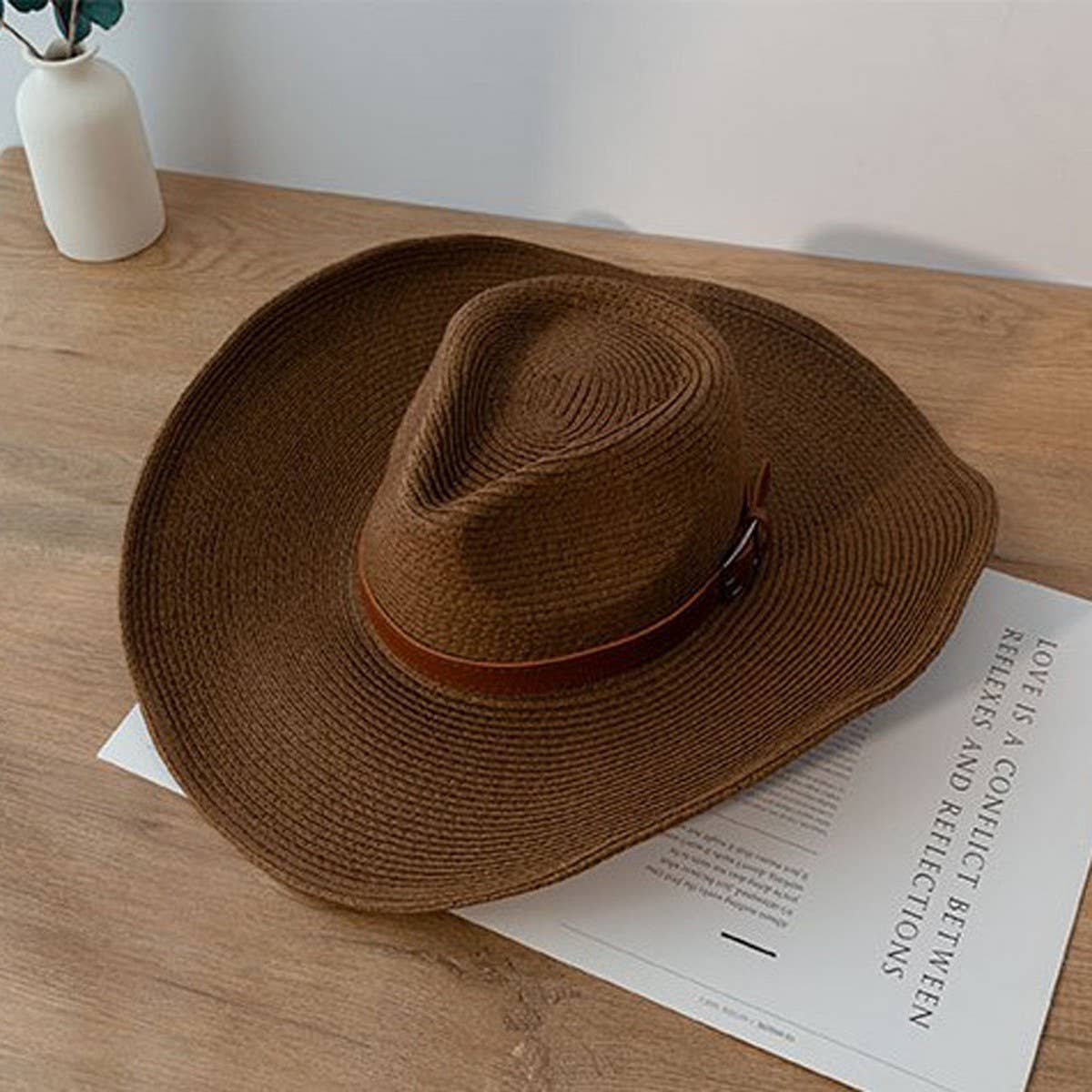 Wide Brim Straw Hat Summer Sun Protection_CWAH1158