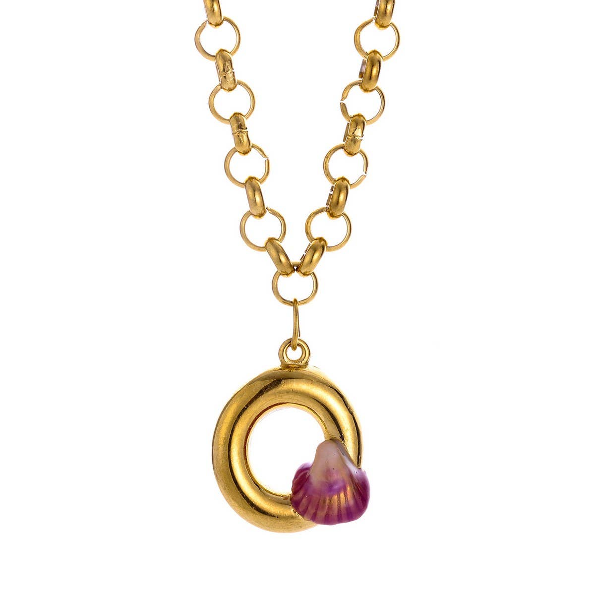 Original Stainless Steel Letter Necklace withEnamel_CWMM8836