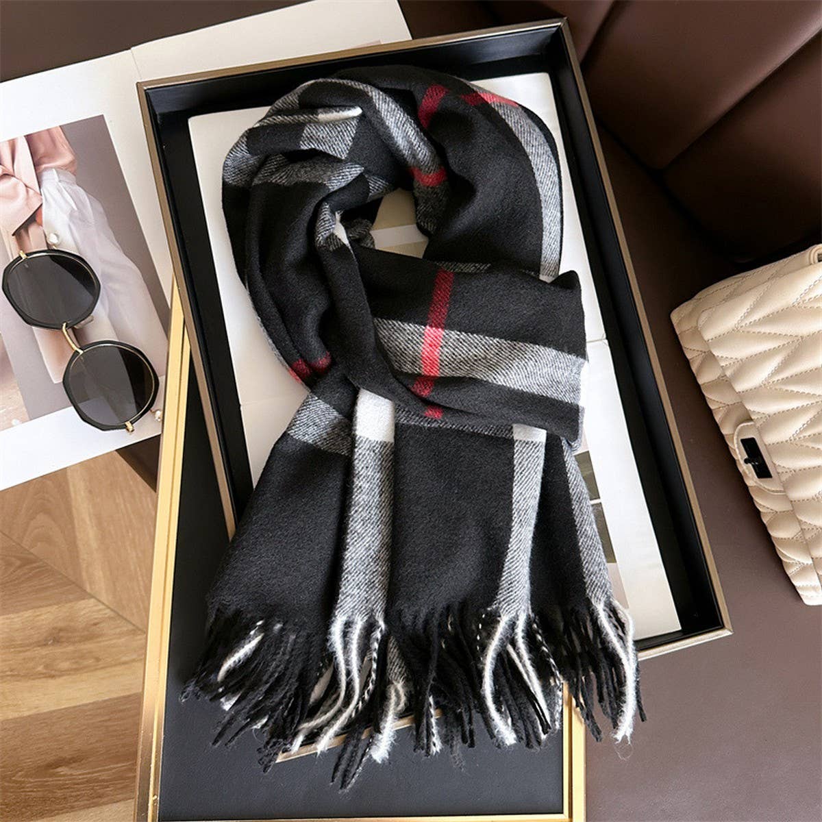 Classic Tartan Warm Scarf for Fall and Winter
