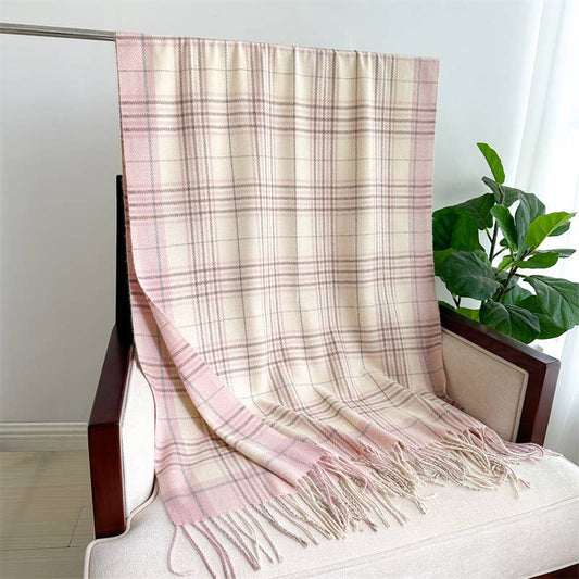 Cozy Plaid Tassel Scarf Fall Winter Wrap for Women