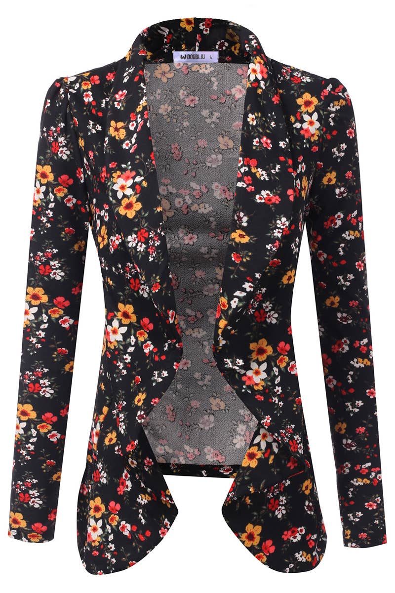 CWOBL090_Casual Work Long Sleeve Open Front Blazer