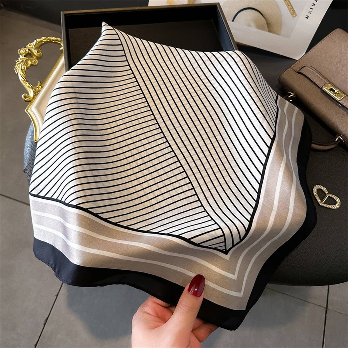 Printed Satin Square Scarf ??Office & Casual Wrap_CWASC1432