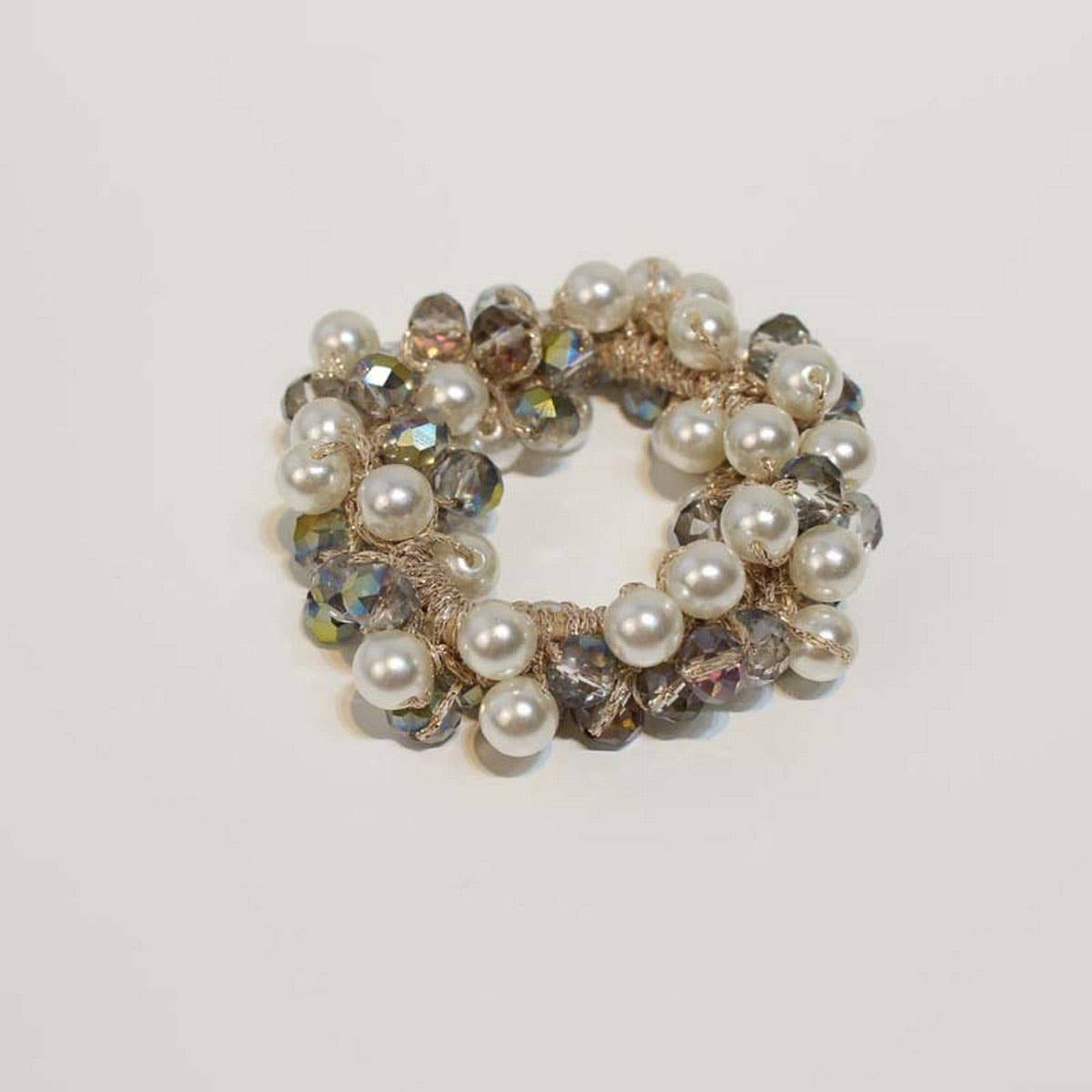 Boho Crystal Pearl Beaded Hair Tie Cute Girl Band_CWAHA6779