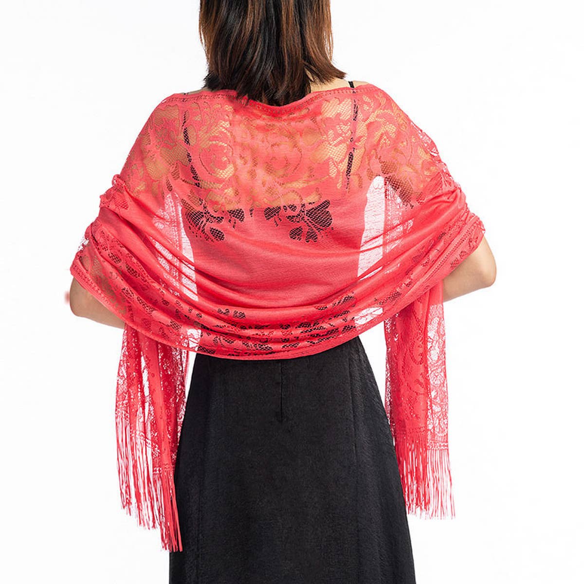 FASHIONABLE EVENING HOLLOW LACE SHAWL