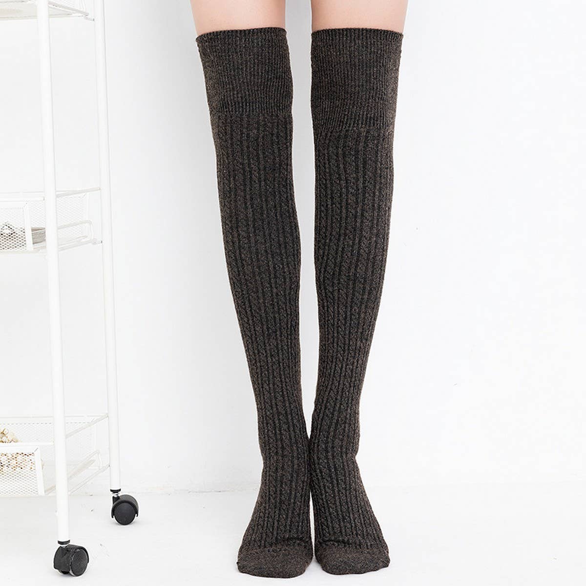 AUTUMN AND WINTER SOLID COLOR LONG STACKED SOCKS_CWMS0862