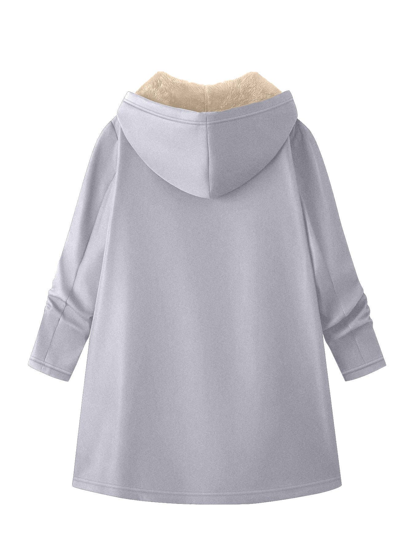 Long hooded coat solid color and velvet coat