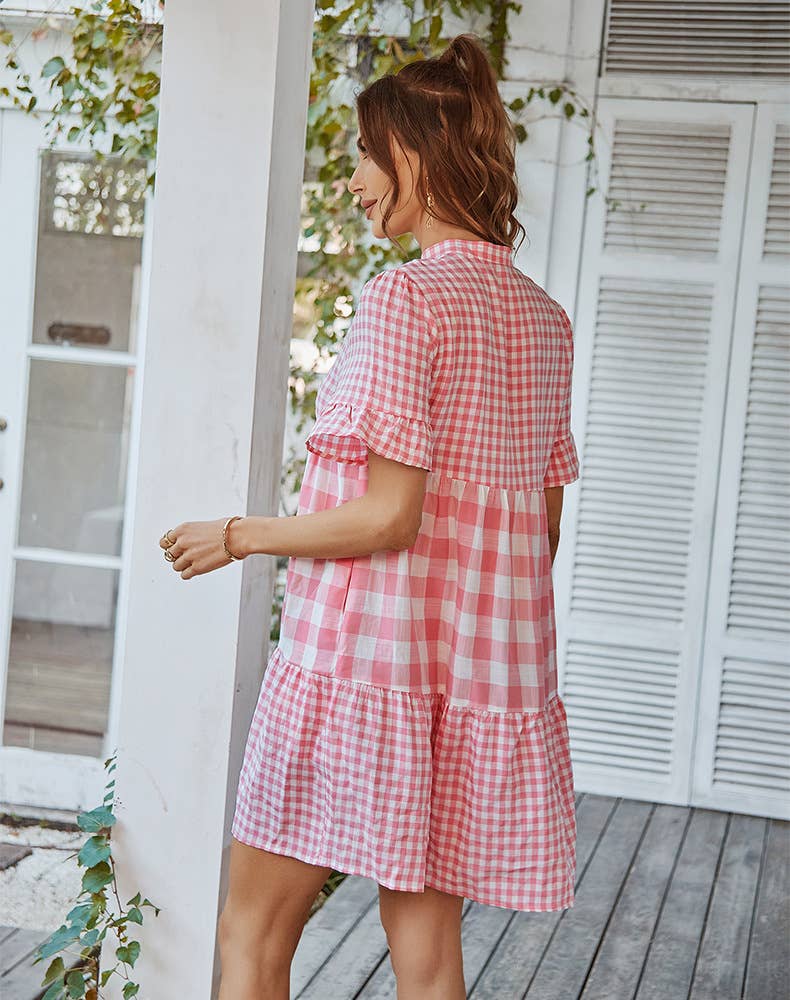 QUALITY PLAID PATCHWORK DRESS