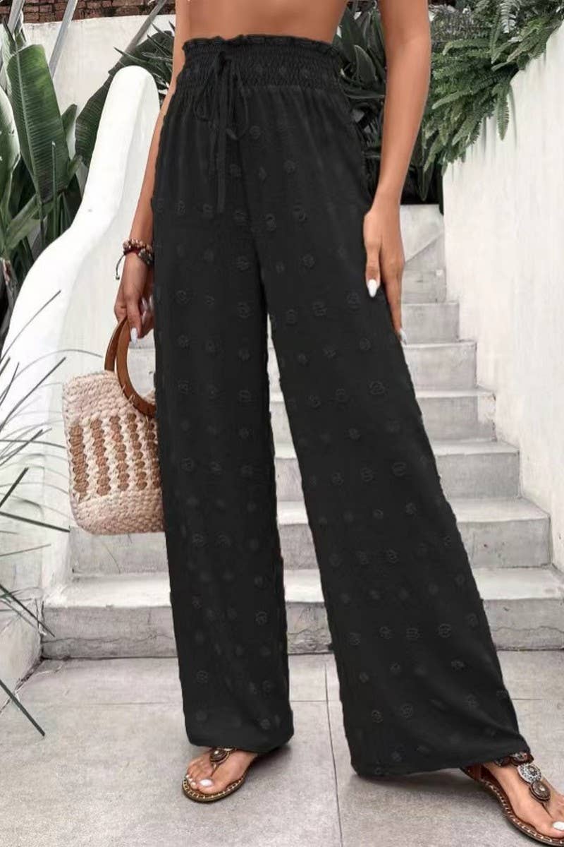 CWBLP1977_HIGH WAIST JACQUARD WIDE LEG LOUNGE PANTS