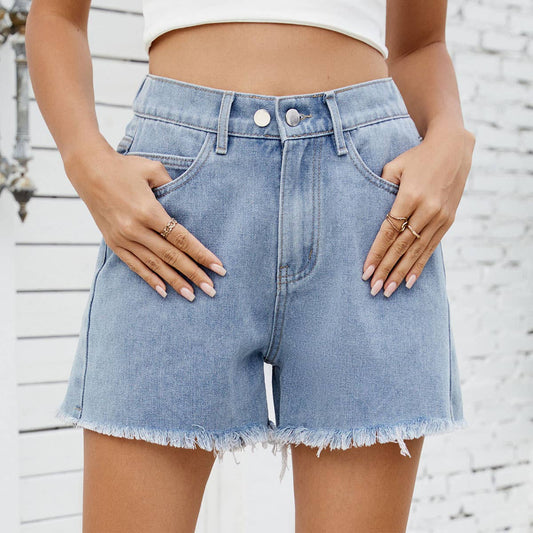 Washed Slim Fit Denim Shorts
