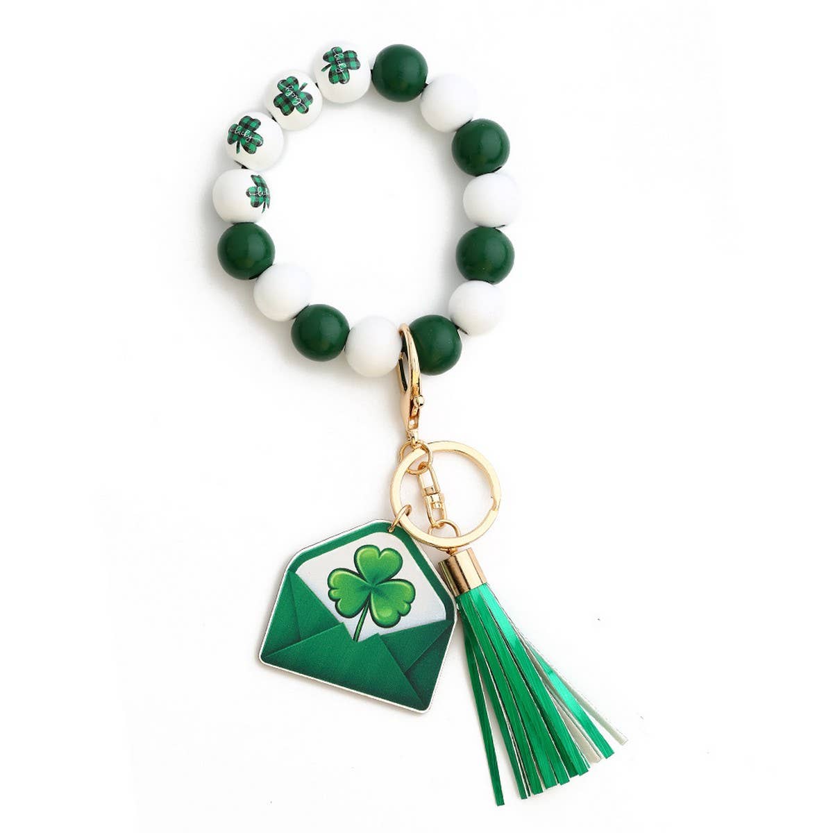 St. Patrick's Day Clover Pendant Bracelet Keychain_CWMM6861