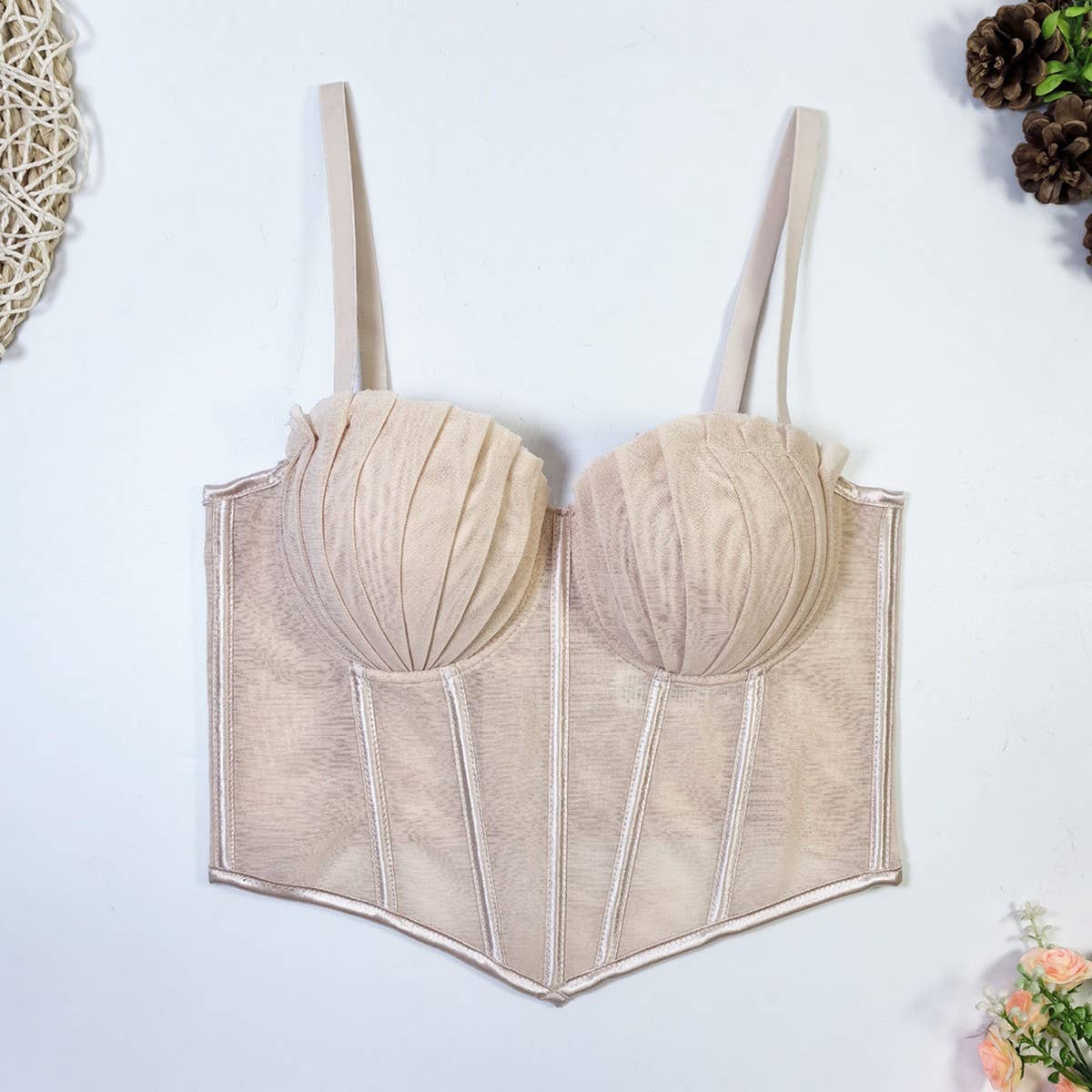DESIGNER MESH LACE HERRINGBONE BRA