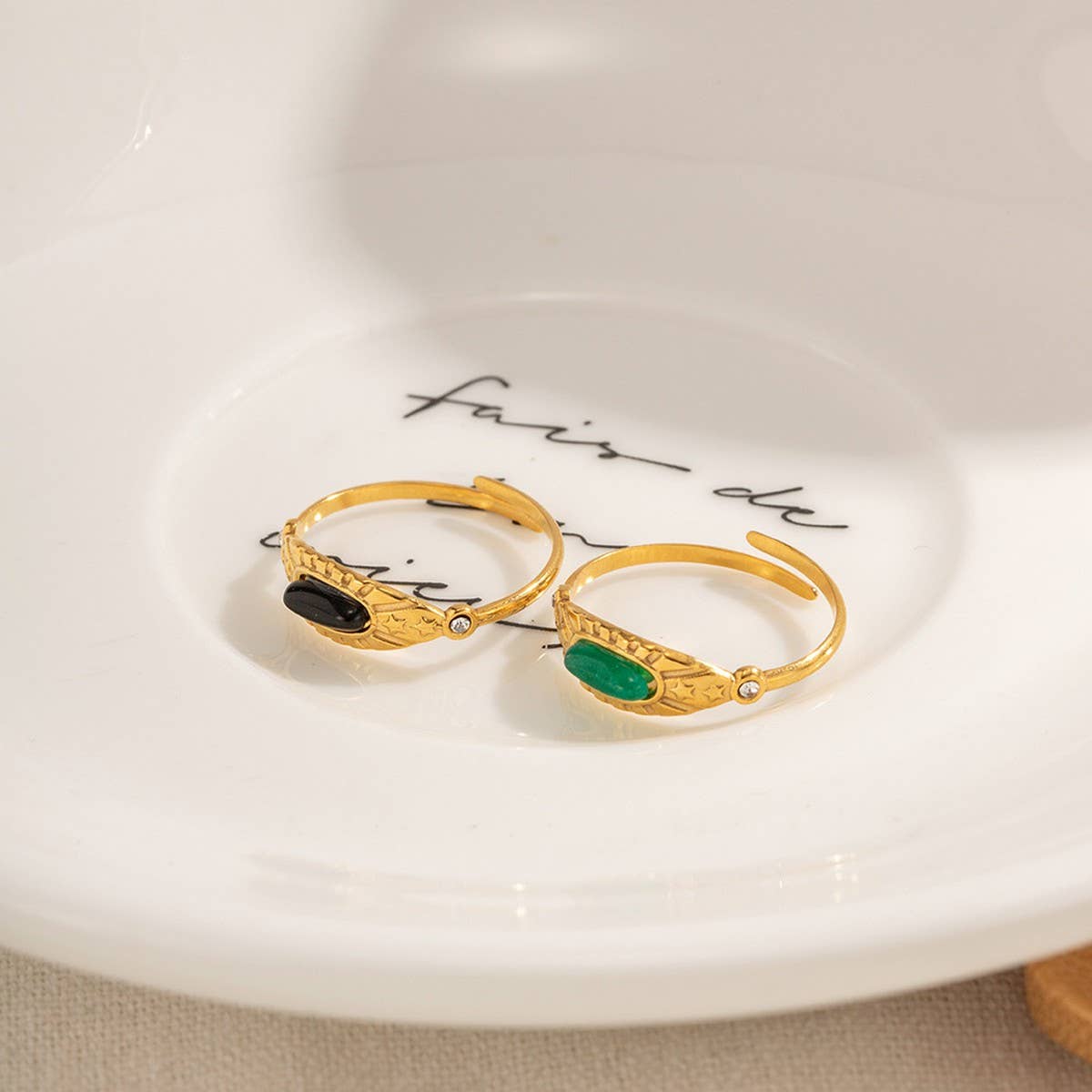 INLAID NATURAL STONE RINGS