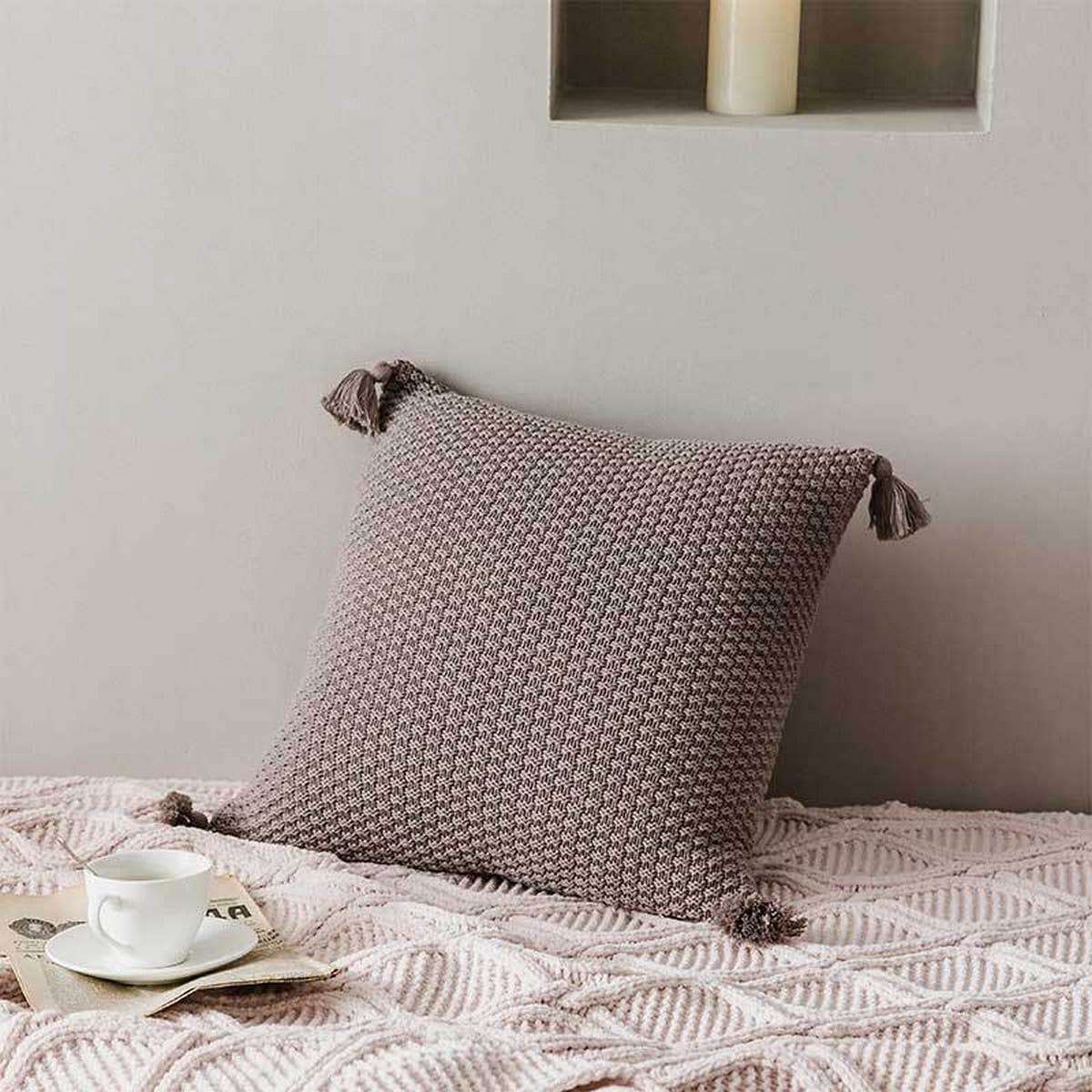 SIMPLE HANDMADE FOUR-CORNER TASSEL THROW PILLOW_CWMM2382