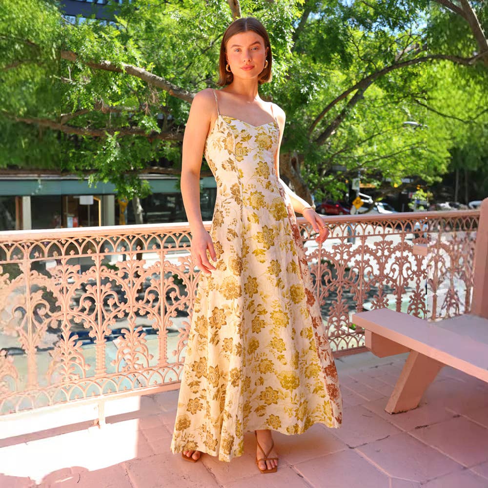 Fashion casual print halter halter swing dress