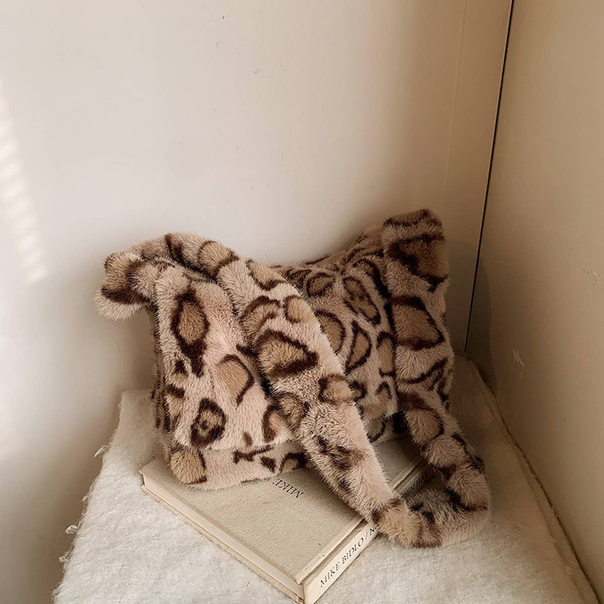 Leopard Faux Fur Tote Bag Women Shoulder Bag_CUAB00550