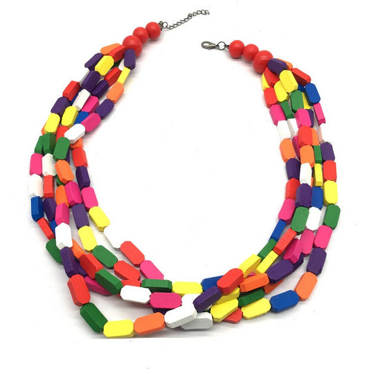 MULTI-LAYERED COLORFUL BEADED HANDMADE NECKLACE
