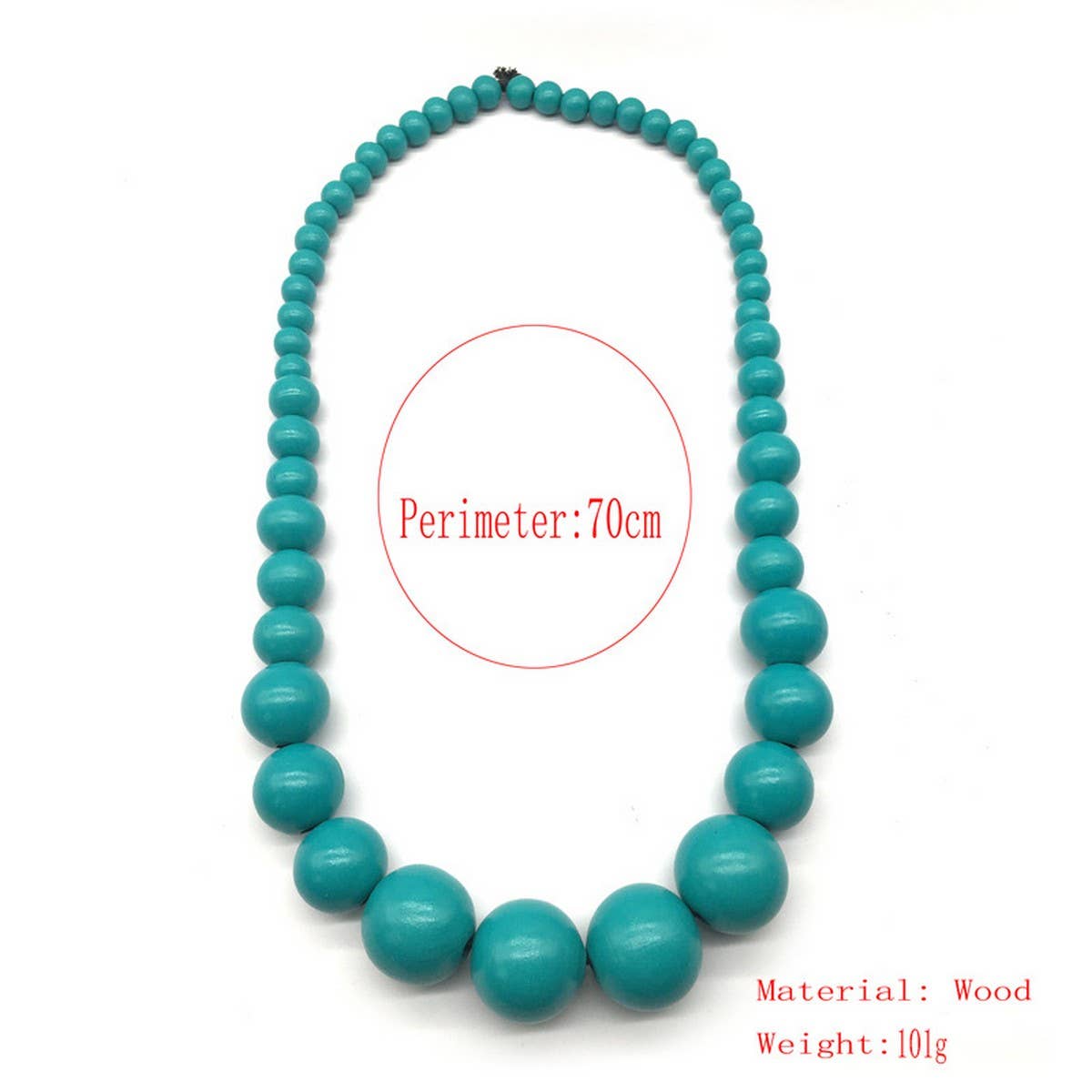COLORFUL WOODEN LARGE ROUND BEAD LONG NECKLACE