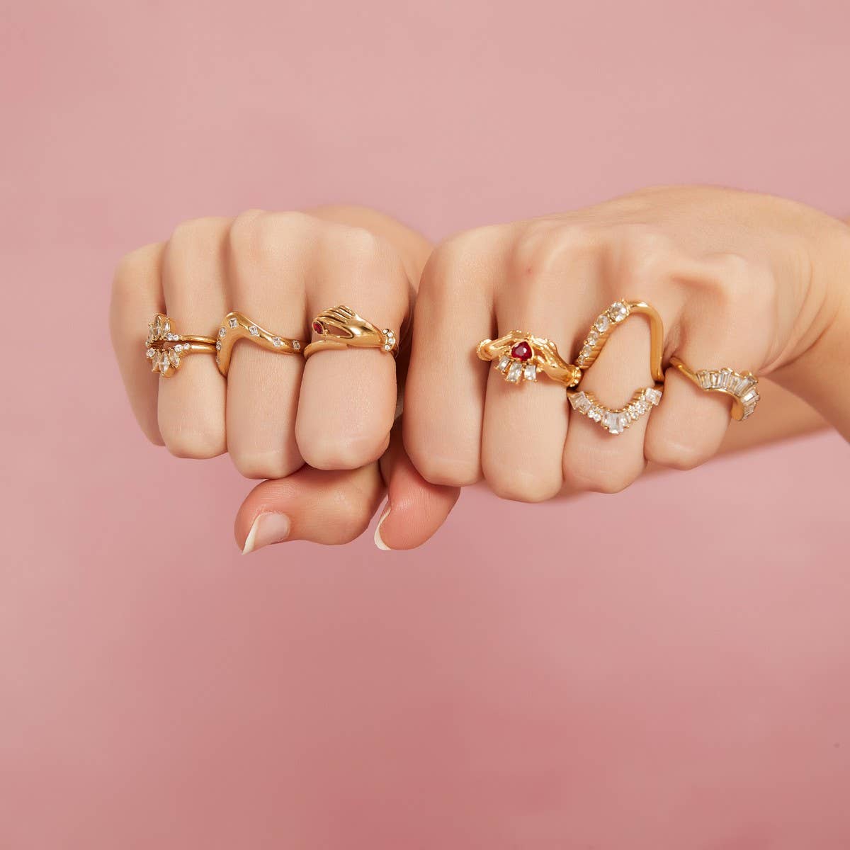 Geometric CZ Steel Ring with Luxe Gloss Finish