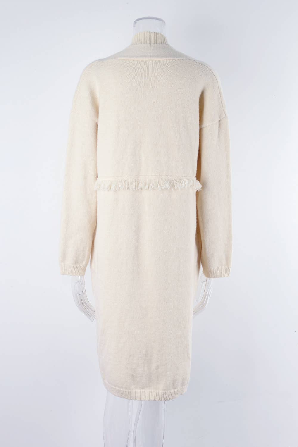 LONG CARDIGAN POCKET STYLE FRINGE COAT SWEATER