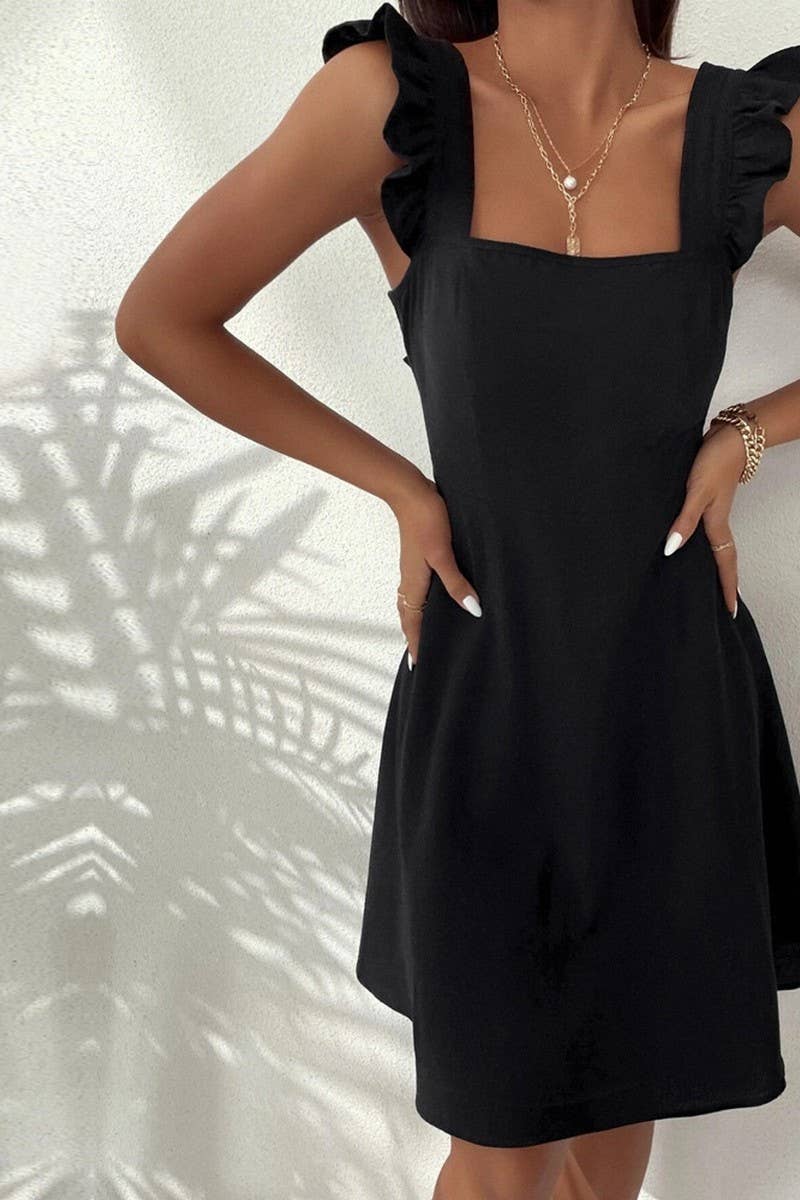 CWDSD8438_ELEGANT SOLID COLOR SPAGHETTI STRAP SUNDRESS