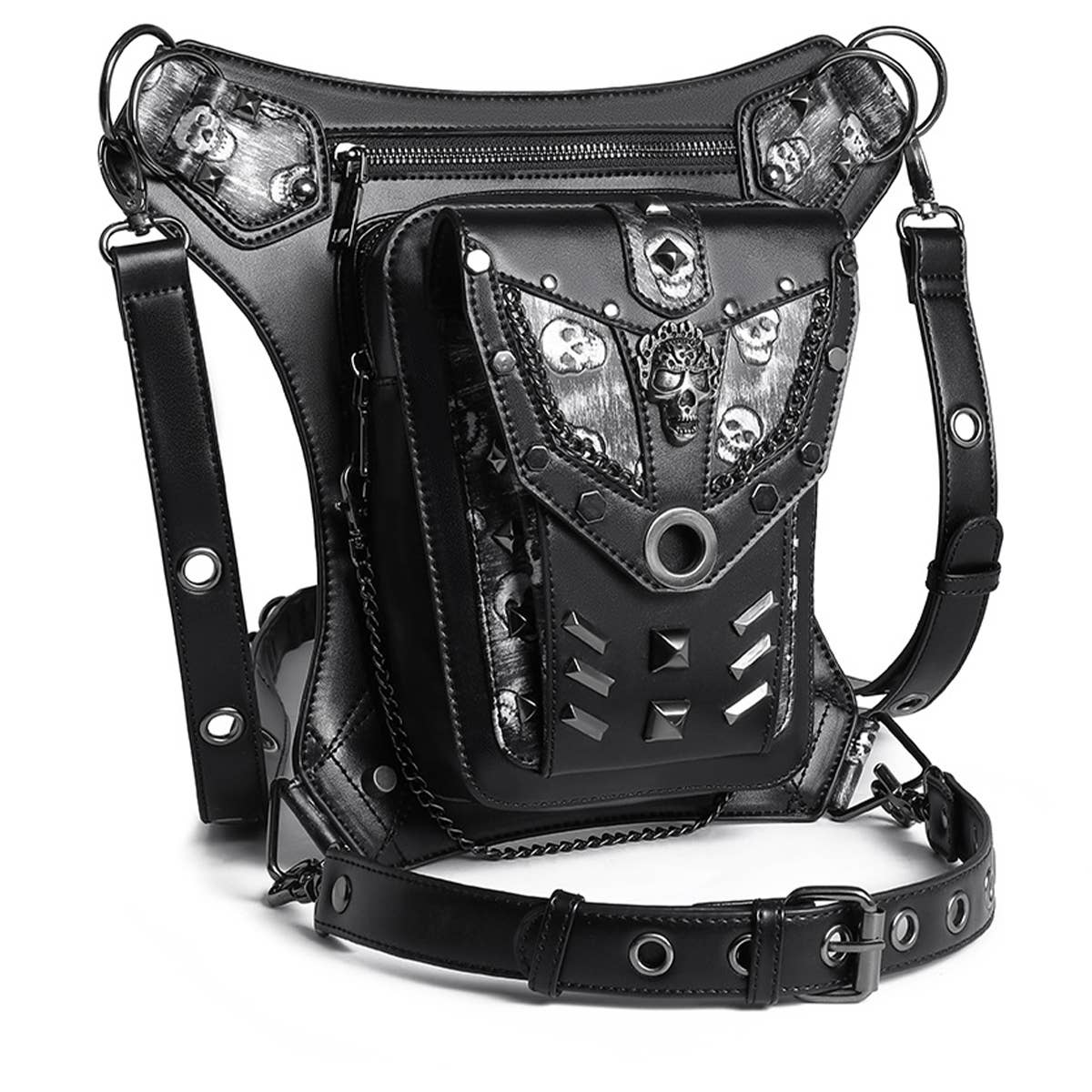 RETRO SKULL STEAMPUNK LEG BAG WALLET_CWAB0647