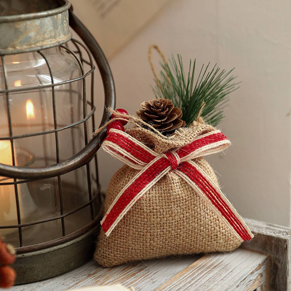 Christmas Lucky Bag Burlap Tree Hanging Decor