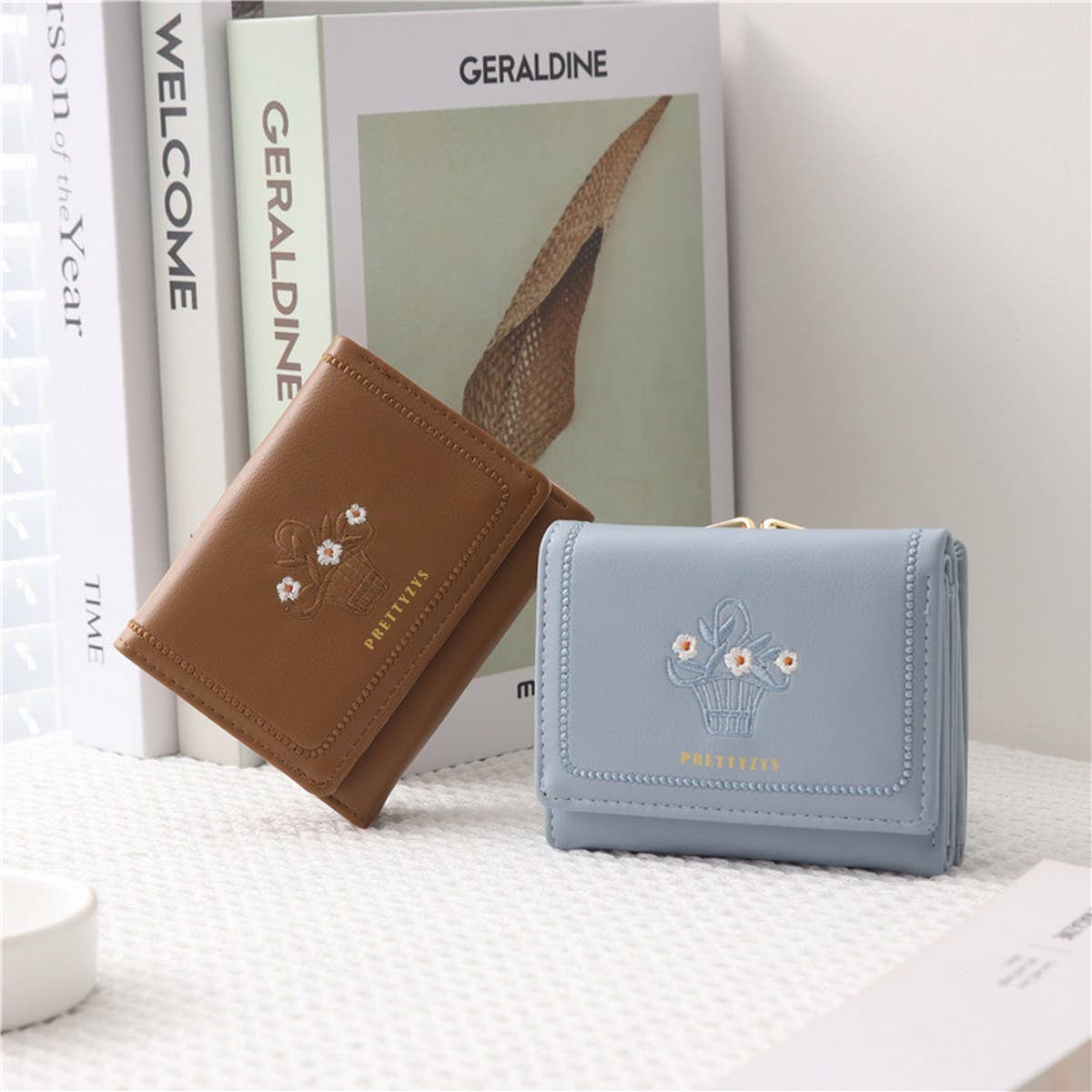 SMALL FRESH AND SWEET EMBROIDERED FLORAL WALLET_CWAB2625