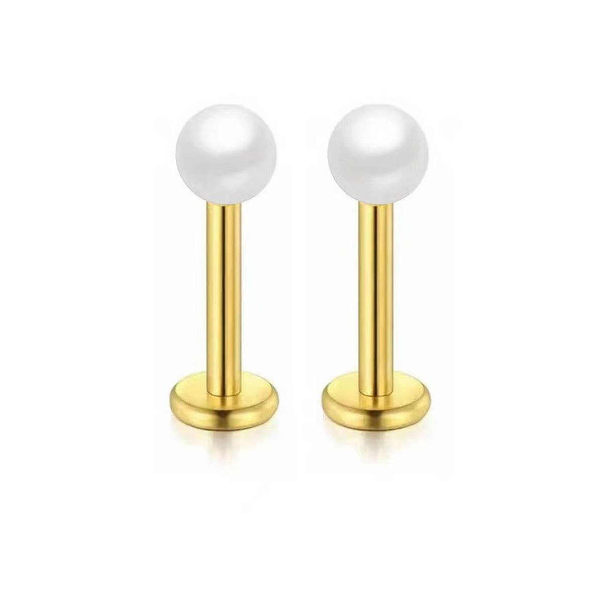Stainless Steel Pearl Lip Bar Piercing Jewelry_CWMM9588