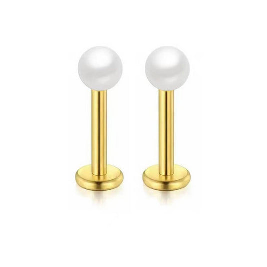 Stainless Steel Pearl Lip Bar Piercing Jewelry_CWMM9588