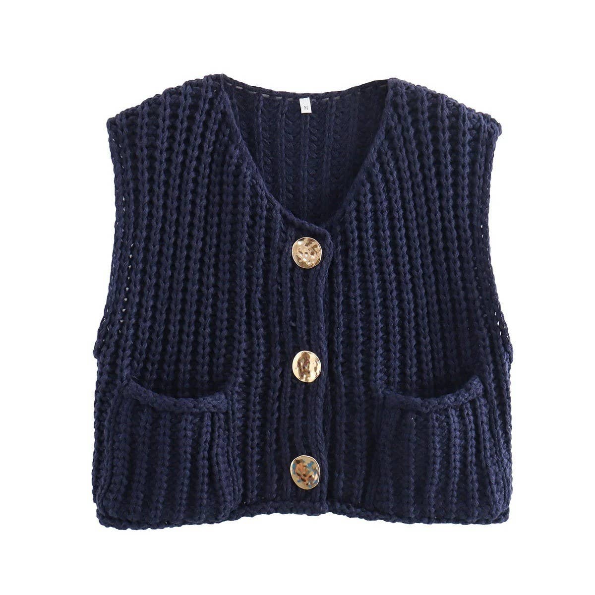 Women's Sleeveless Knit Vest with Pockets