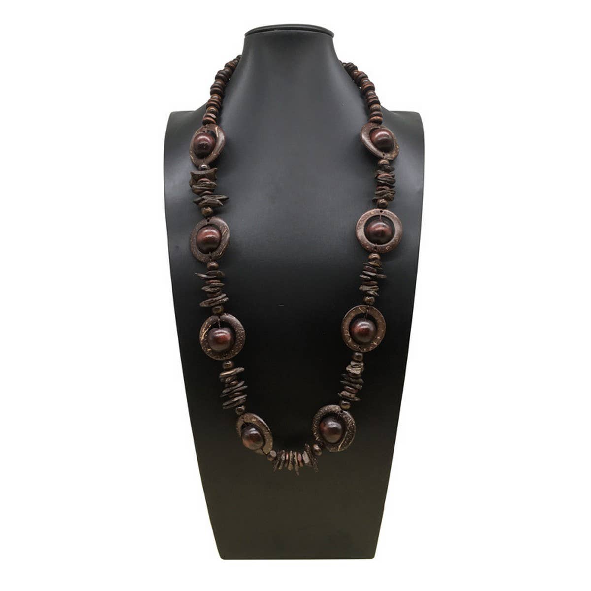COCONUT WOOD BEAD SINGLE LAYER SWEATER CHAIN