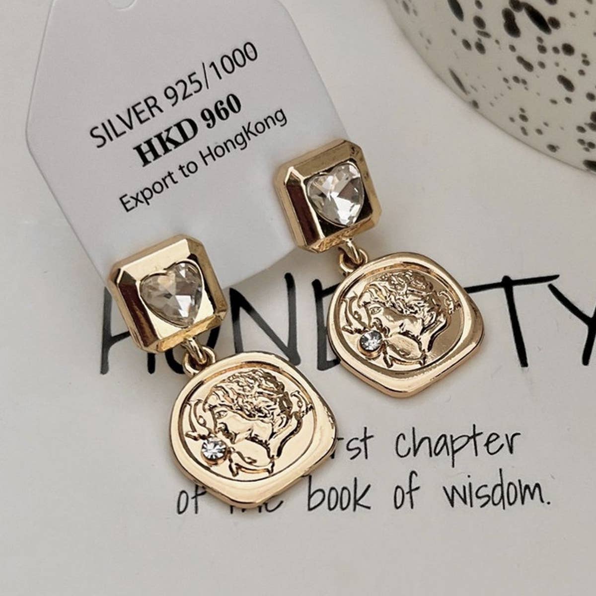 LIGHT LUXURY ZIRCON GEOMETRIC LOVE STUD EARRINGS