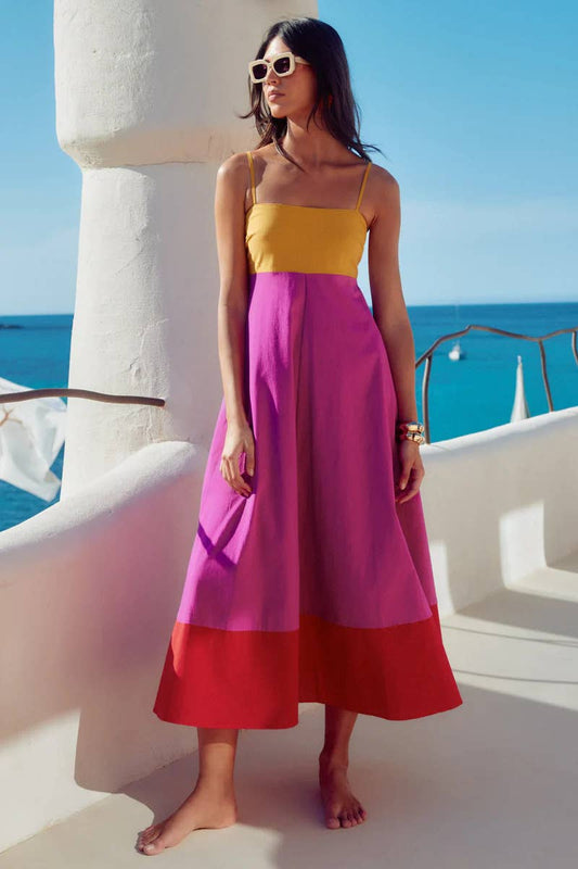 Vacation style long temperament slip dress