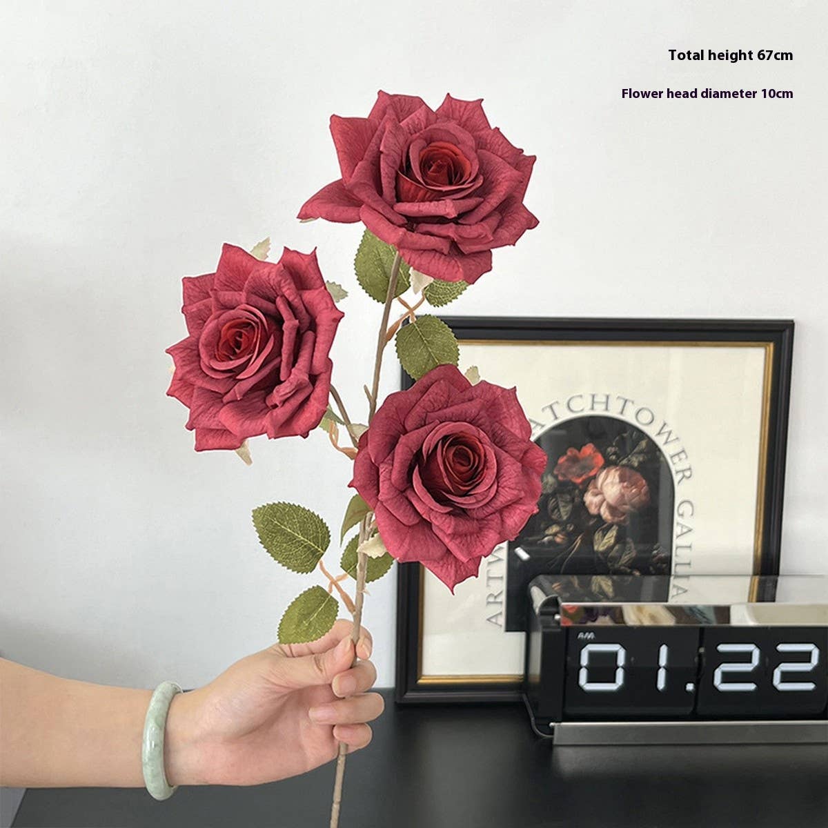 Artificial Cappuccino Rose Bouquet with 3 Heads_CWMM6505