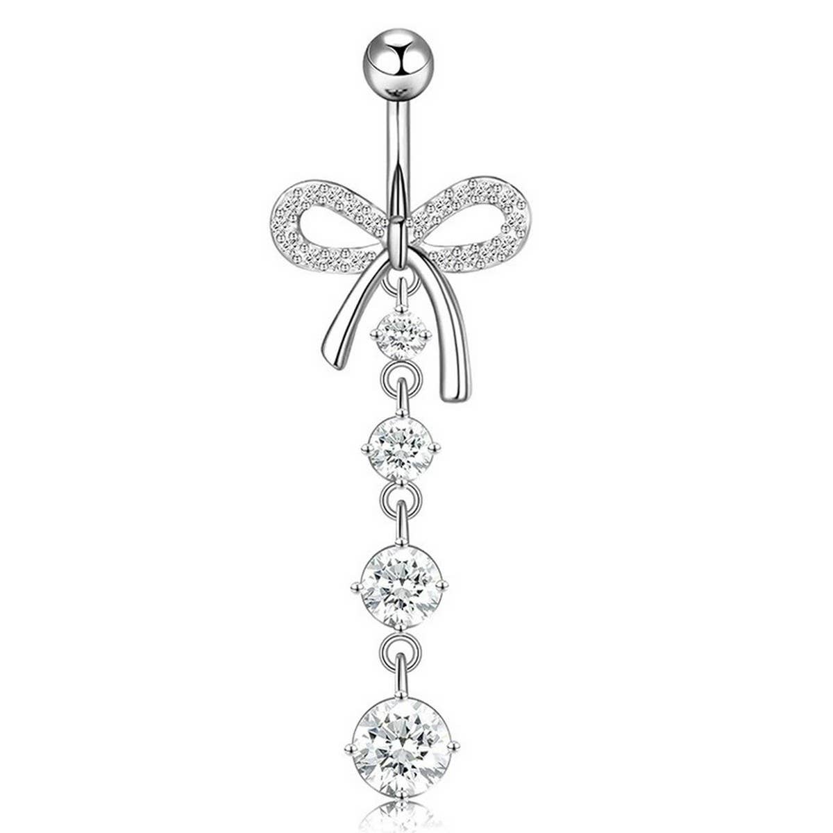 Heart & Butterfly CZ Belly Ring ? Body Jewelry