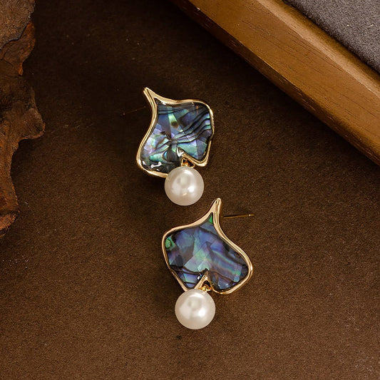 SWEET HEART ABALONE PEARL PENDANT EARRINGS