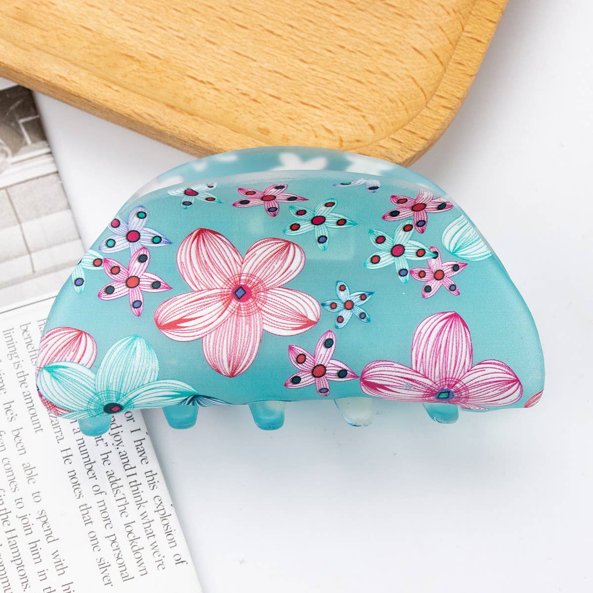 Acrylic printed hair clips fresh & cute grab clips_CWAHA1272