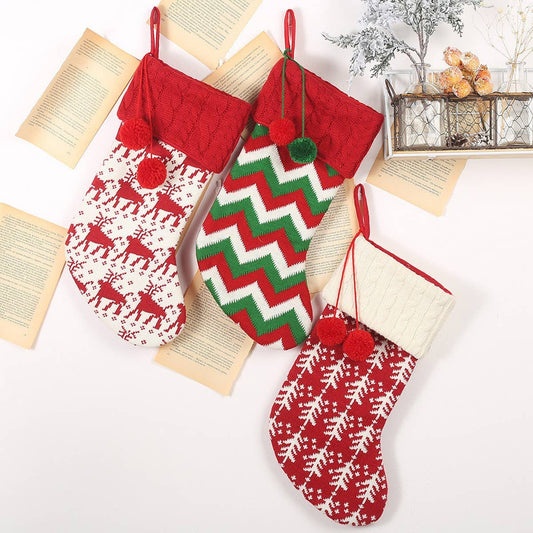NEW CHRISTMAS CUTE KNITTED WOOL SOCKS GIFT BAG
