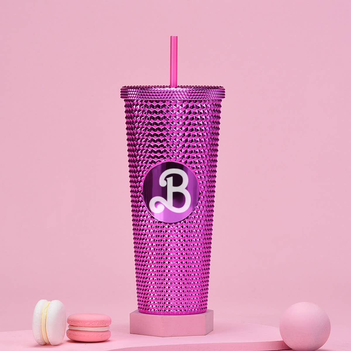 DOUBLE LAYER PORTABLE PLASTIC STRAW DIAMOND CUP